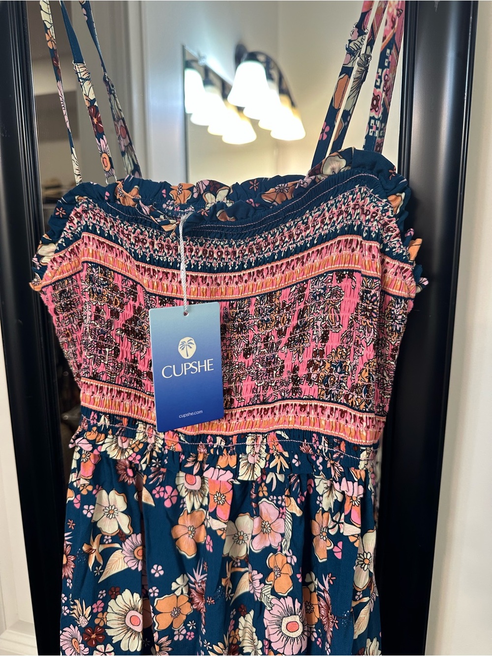 Boho Floral Maxi Dress in Teal and Pink - Picture 8 of 9